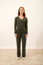 Pull Col V - Joan - Kaki