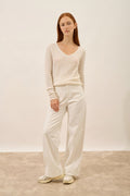 Pull Col V - Joan - Ivoire