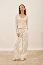 Pull Col V - Joan - Ivoire