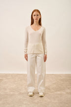 Pull Col V - Joan - Ivoire