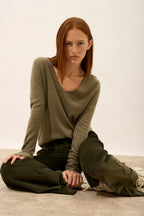 Jersey con Cuello de Pico - Joan - Army