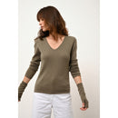 Cashmere  sudadera Just - Joan Army Jersey Cuello V - 100% Cachemira - 2 Hilados - - Damas