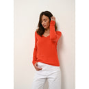 Cashmere  sudadera Just - Joan Suéter Naranja Cuello en V - 100% Cachemira - 2 Hilados - - Mujer