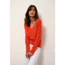 Just Cashmere - Pull Col V Joan Orange - 100% Cachemire - 2 Fils - Jersey - Femme