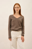 Pull Col V - Joan - Taupe Chiné