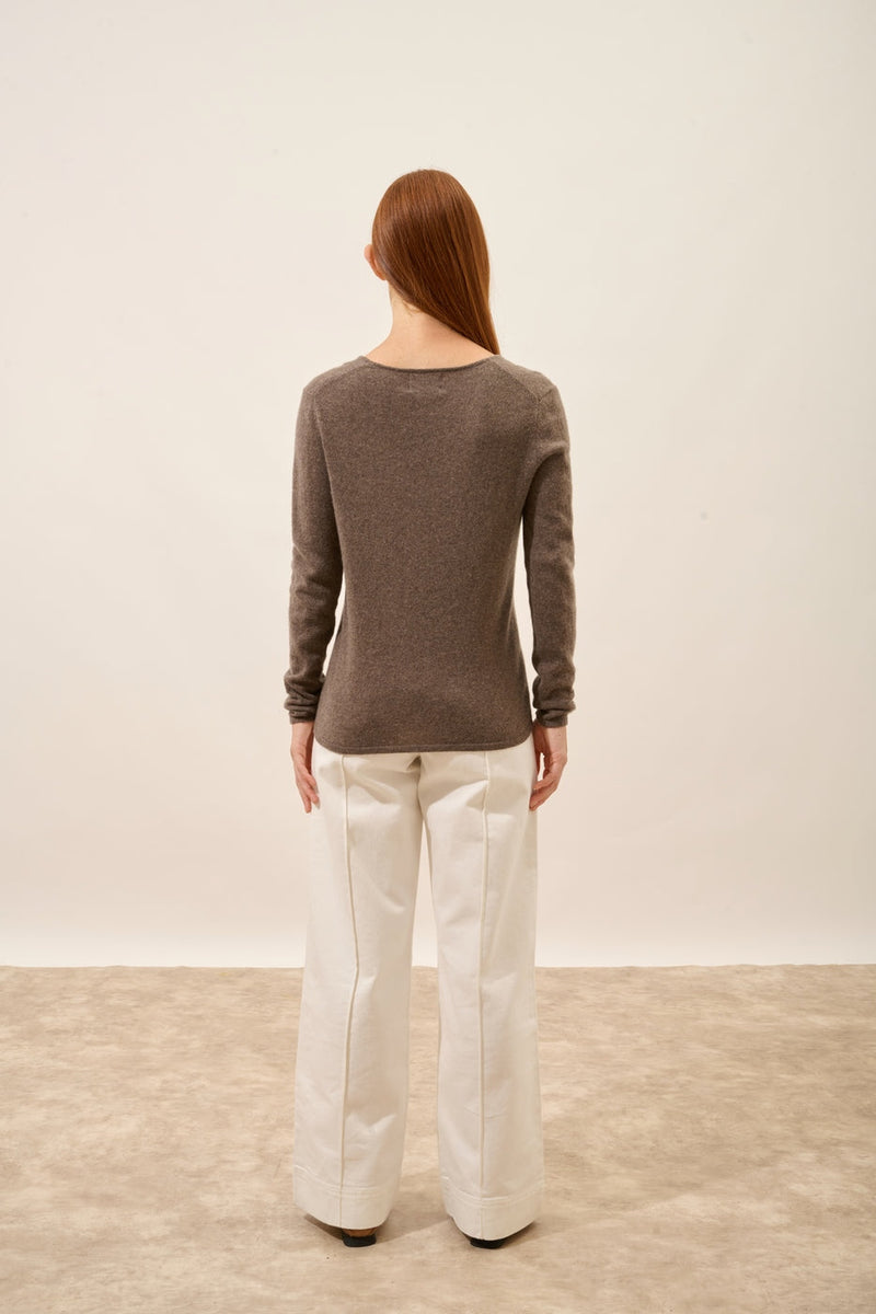 Pull Col V - Joan - Taupe Chiné