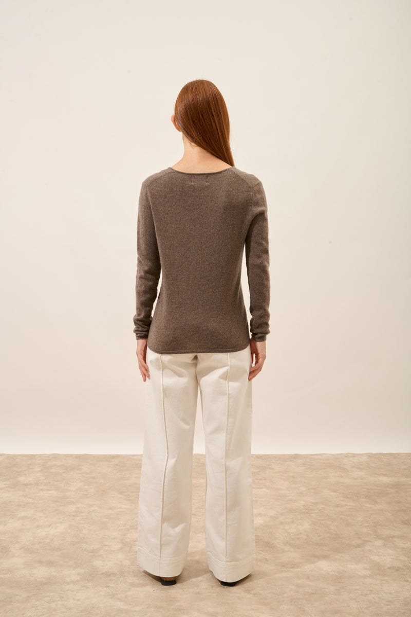 Pull Col V - Joan - Taupe Chiné