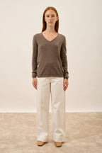 Pull Col V - Joan - Taupe Chiné
