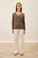 Pull Col V - Joan - Taupe Chiné