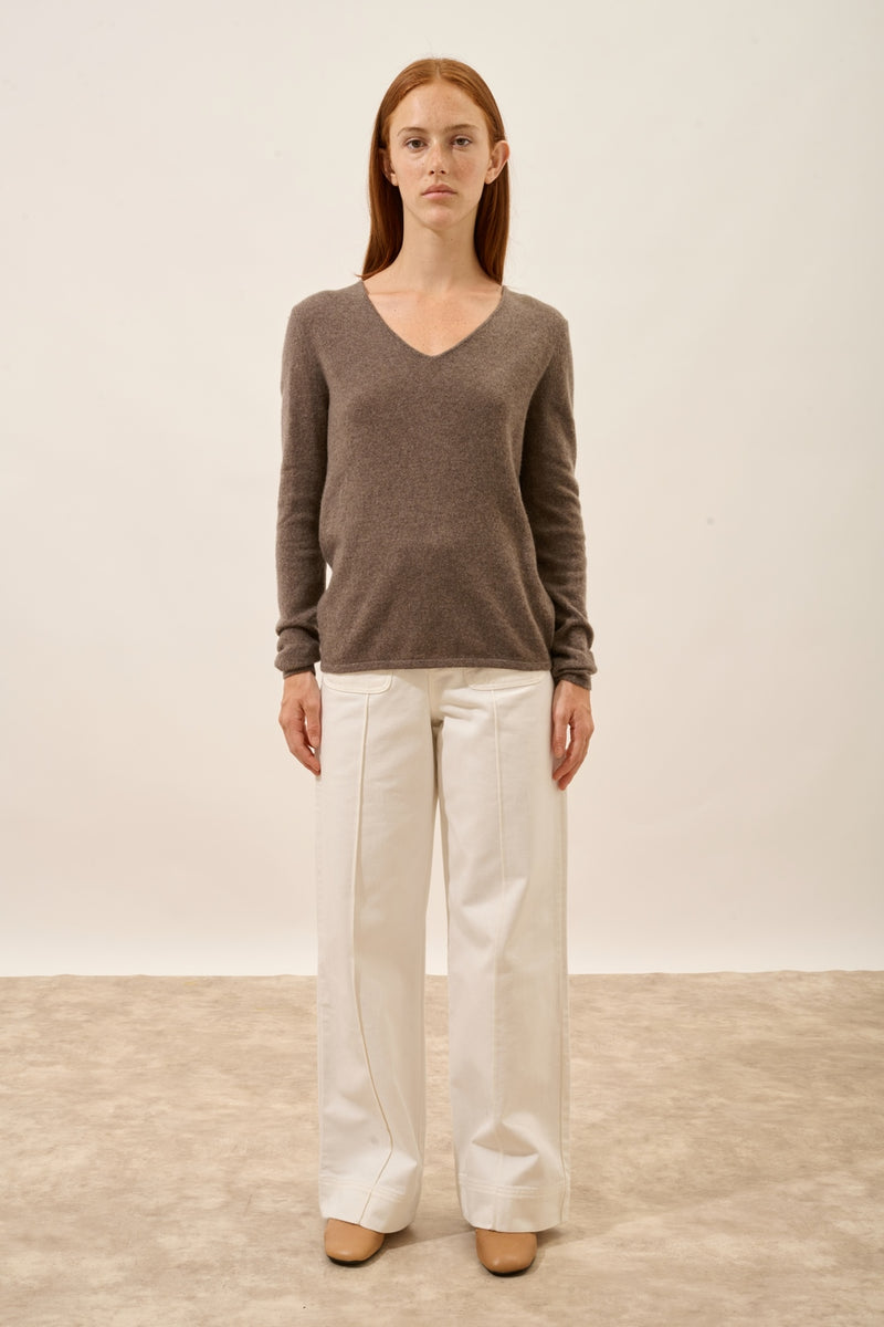Pull Col V - Joan - Taupe Chiné