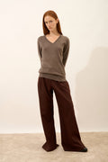 Pull Col V - Nora - Taupe Chiné