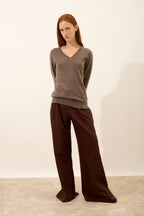 Pull Col V - Nora - Taupe Chiné