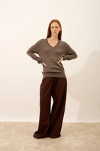 Pull Col V - Nora - Taupe Chiné
