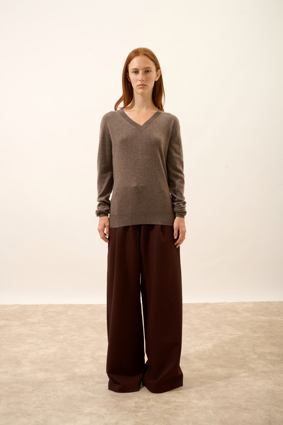 Pull Col V - Nora - Taupe Chiné