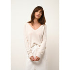 Jersey de Cuello en V - Phoebe - Marfil