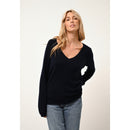 Pull Col V  Phoebe - 100% Cachemire 2 Fils - Navy - Femme