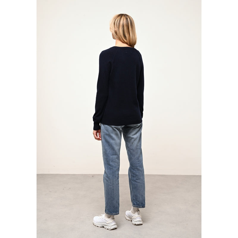 Pull Col V  Phoebe - 100% Cachemire 2 Fils - Navy - Femme