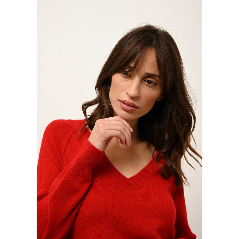 Pull Col V - Phoebe - Rouge