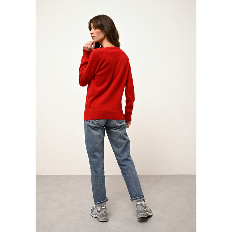 Pull Col V - Phoebe - Rouge