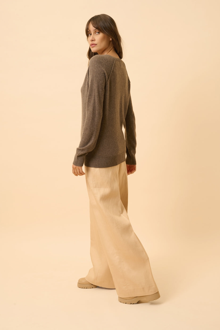 Jersey Cuello Pico - Phoebe - Taupe Chiné