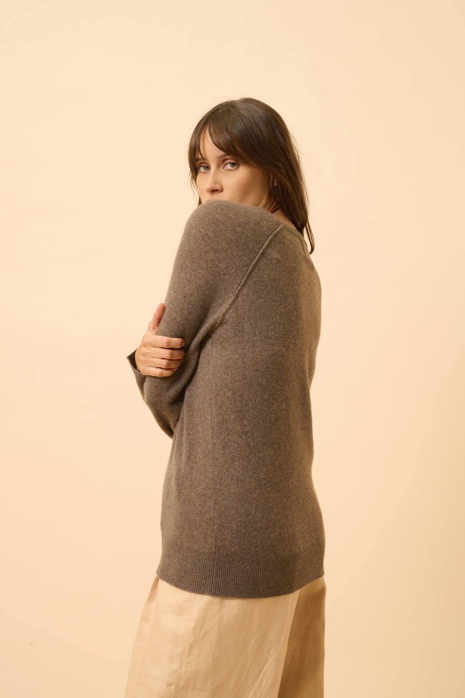 Jersey Cuello Pico - Phoebe - Taupe Chiné