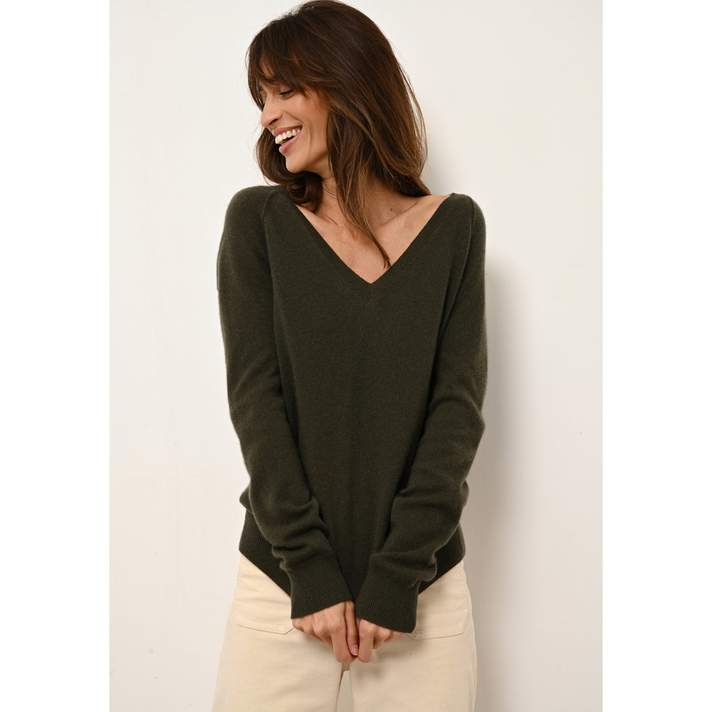 Jersey de Cuello en V - Phoebe - Kaki
