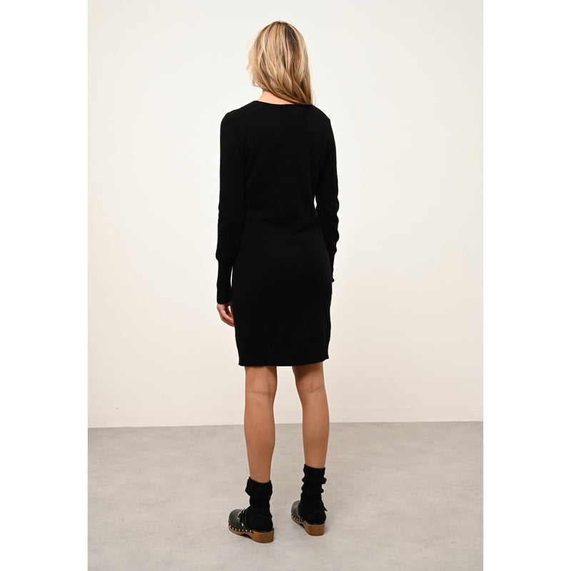 Cashmere  sudadera Just - Susan Vestido Negro Cuello Redondo - 100% Cachemira - 2 Hilados - - Para Mujer