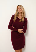 Vestido de Cuello Redondo Susan - 100% Cachemira 2 Cabos - Bordeaux - Mujer
