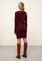 Vestido de Cuello Redondo Susan - 100% Cachemira 2 Cabos - Bordeaux - Mujer