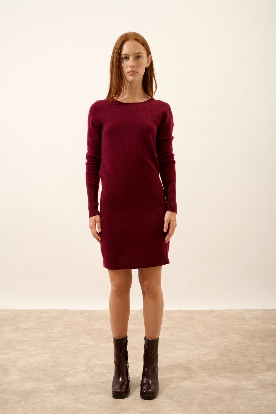 Vestido Cuello Redondo - Susan - Burdeos