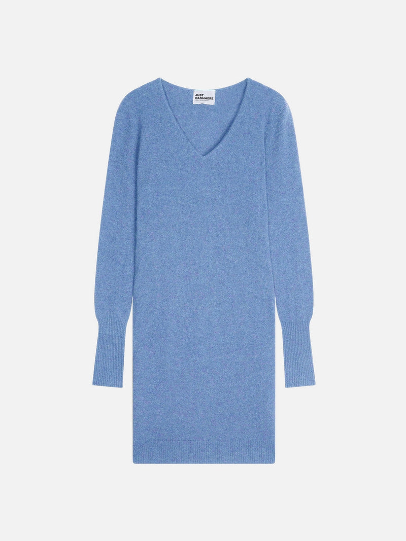Vestido con cuello en V - Tracy - Cielo