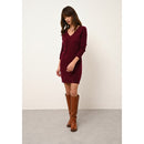 Cashmere Just - Vestido Tracy Cuello en V - Burdeos - 100% Cachemir 2 Hilos - Mujer