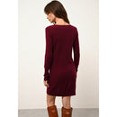 Cashmere Just - Vestido Tracy Cuello en V - Burdeos - 100% Cachemir 2 Hilos - Mujer