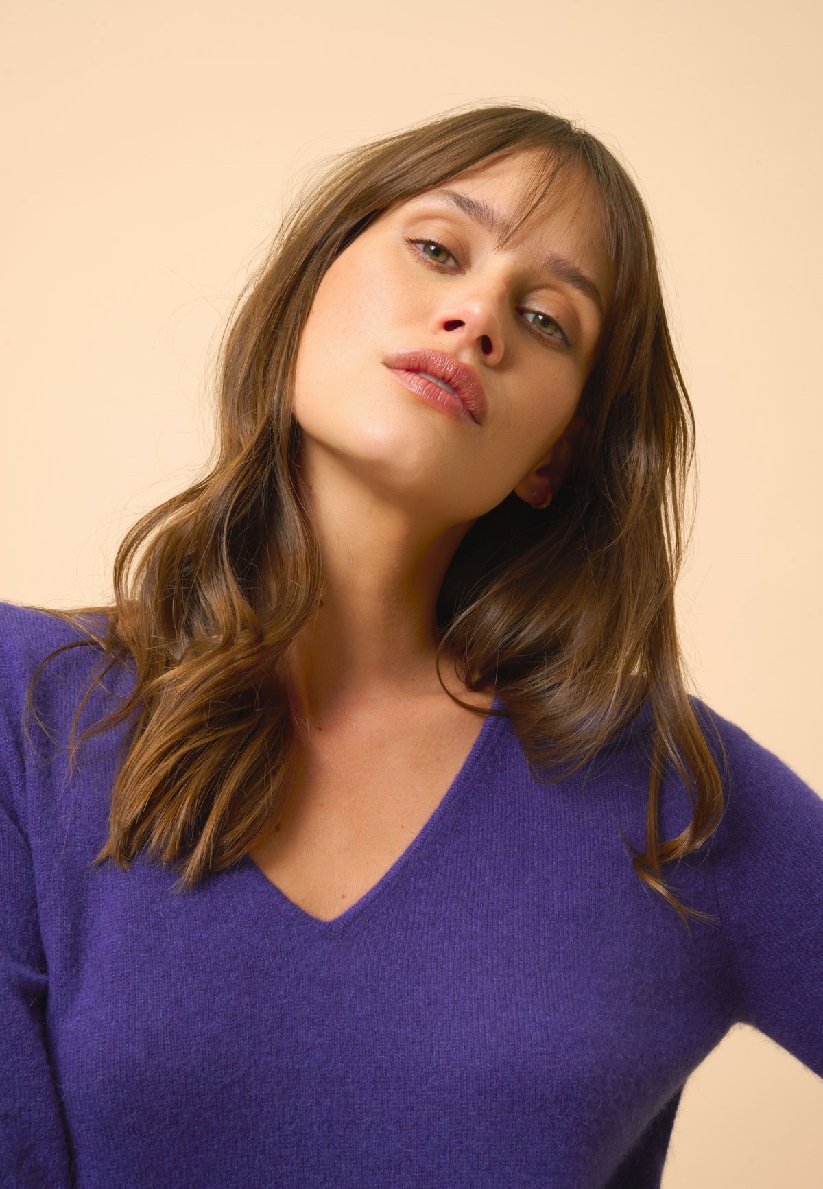 Vestido con Cuello de Pico - Tracy - Purple
