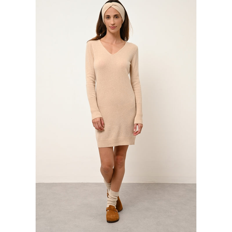 Cashmere  sudadera Just - Vestido Tracy Sable Cuello en V - 100% Cachemira - 2 Hilados - - Mujer