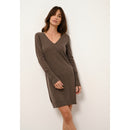 Just Cashmere - Robe Col V Tracy - Taupe ChinÉ - 100% Cachemire 2 Fils - Femme