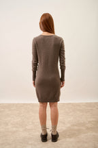 Vestido Escote en V - Tracy - Taupe Chiné
