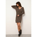 Cashmere Just - Vestido Tracy Cuello en V - Taupe ChinÉ - 100% Cachemir 2 Hilos - Mujer