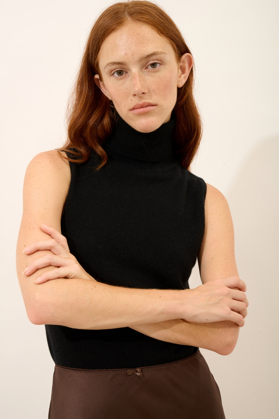 Jersey de Cuello Vuelto Sin Mangas - Violet - Noir
