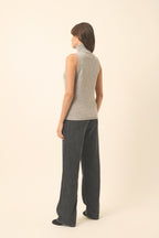 Sleeveless Roll-Neck Jumper - Purple - Mottled Cloud