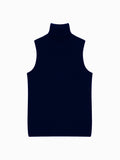 Sleeveless Roll Neck Jumper - Purple - Navy