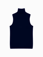 Sleeveless Roll Neck Jumper - Purple - Navy