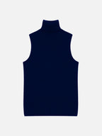 Sleeveless Roll Neck Jumper - Purple - Navy
