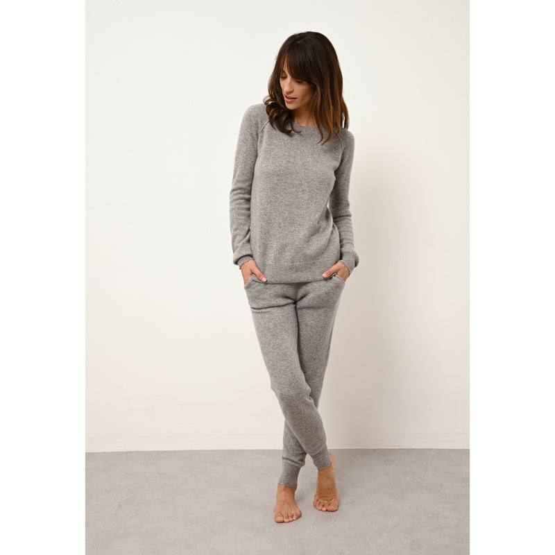 Just Cashmere - Jogging Wendy Nuage Chiné - 100% Cachemire - 2 Fils - Jersey - Femme