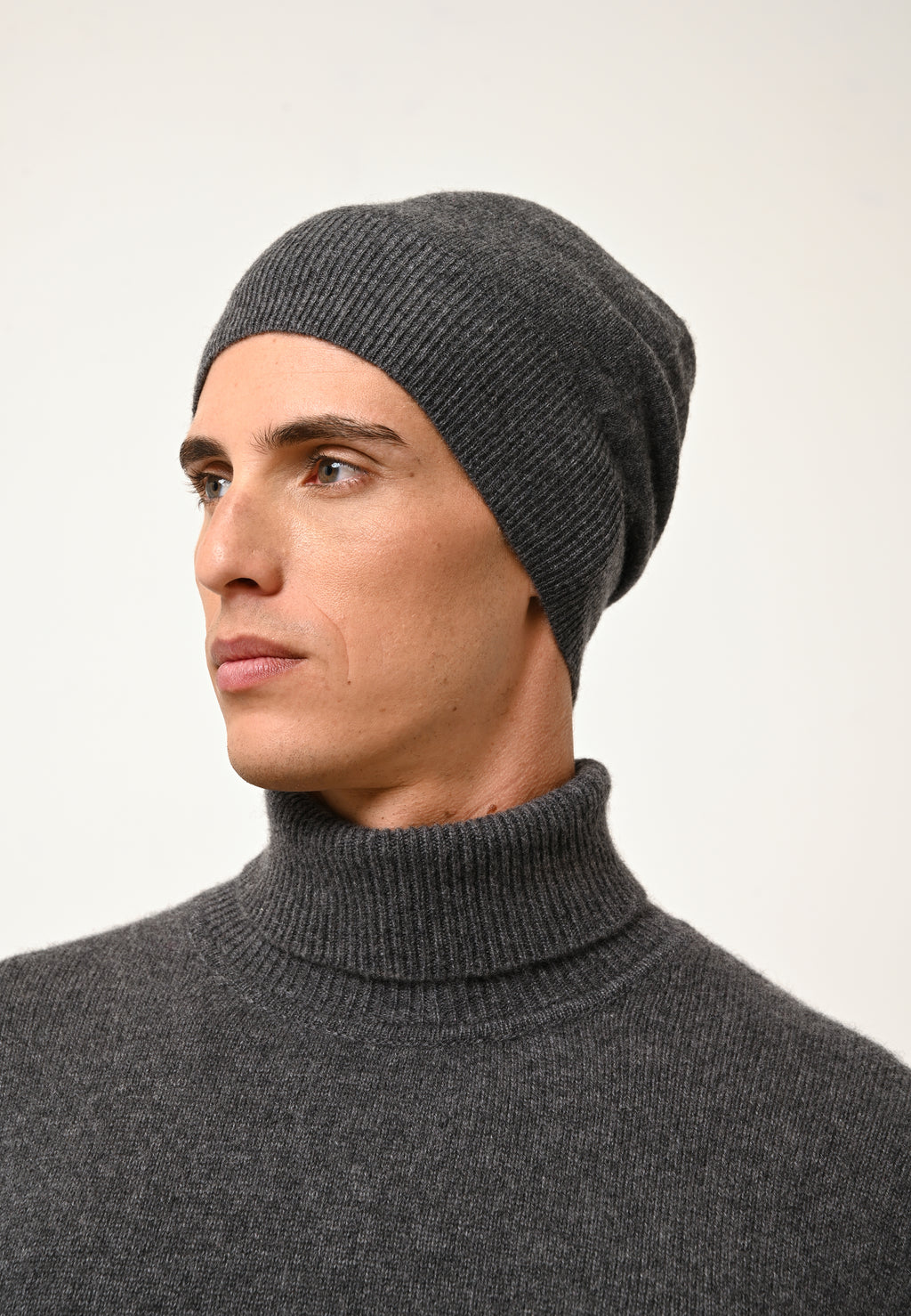 Gorro Ginger - 100 % Cachemira 2 Hilos - Antracita Jaspeado - Unisex