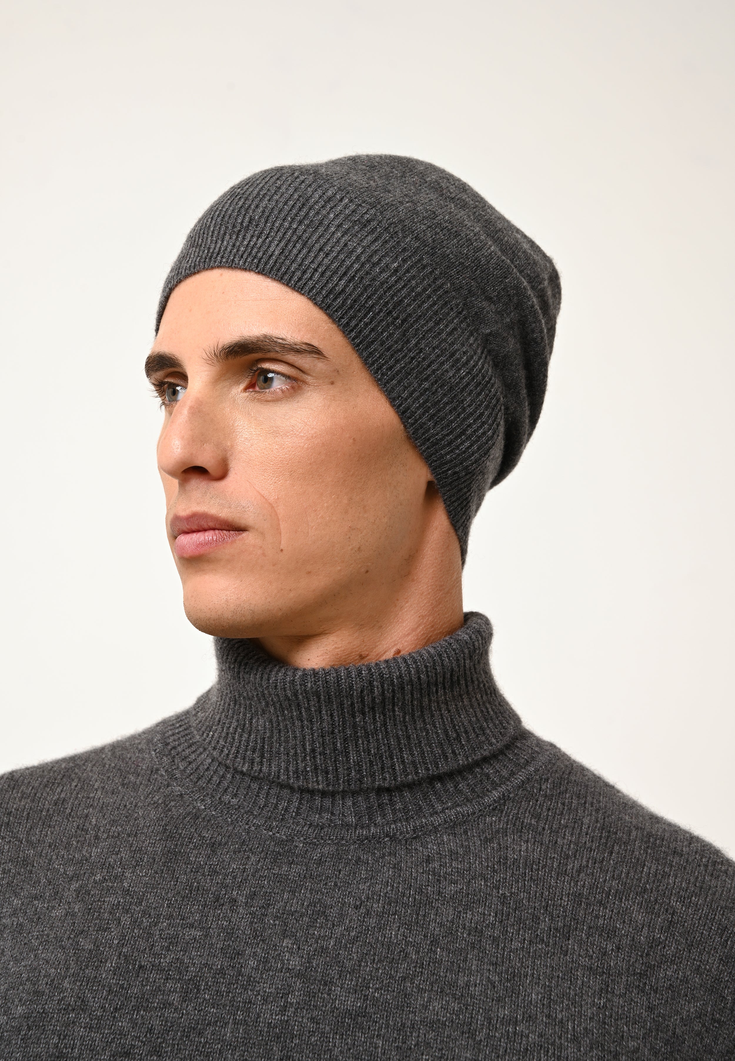 Gorro Ginger - 100 % Cachemira 2 Hilos - Antracita Jaspeado - Unisex
