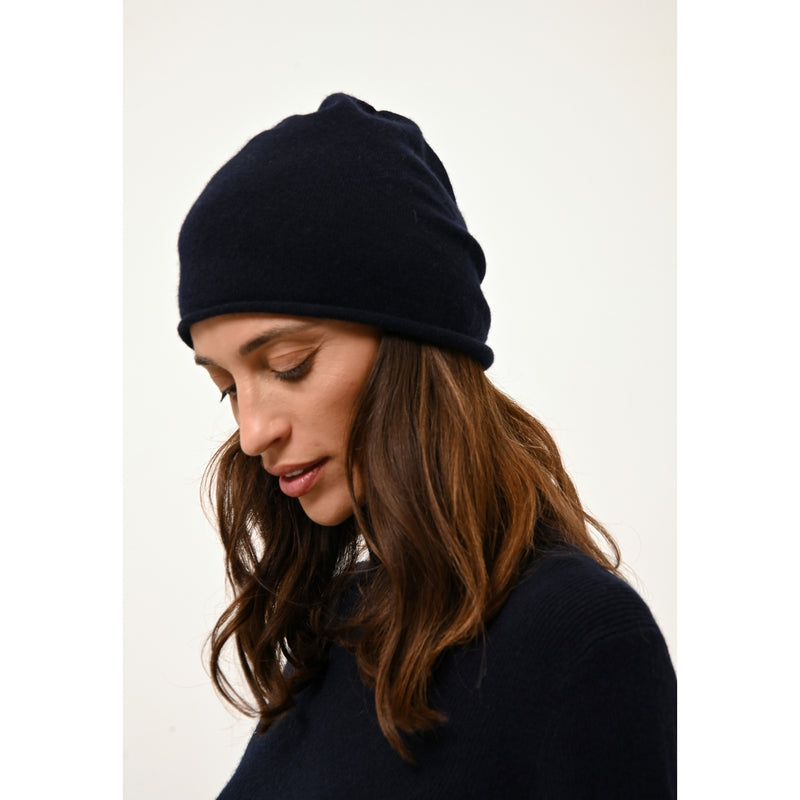 Cashmere Just - Gorro Lauren - Azul marino - 100% Cachemira 2 Hilados - Mixto