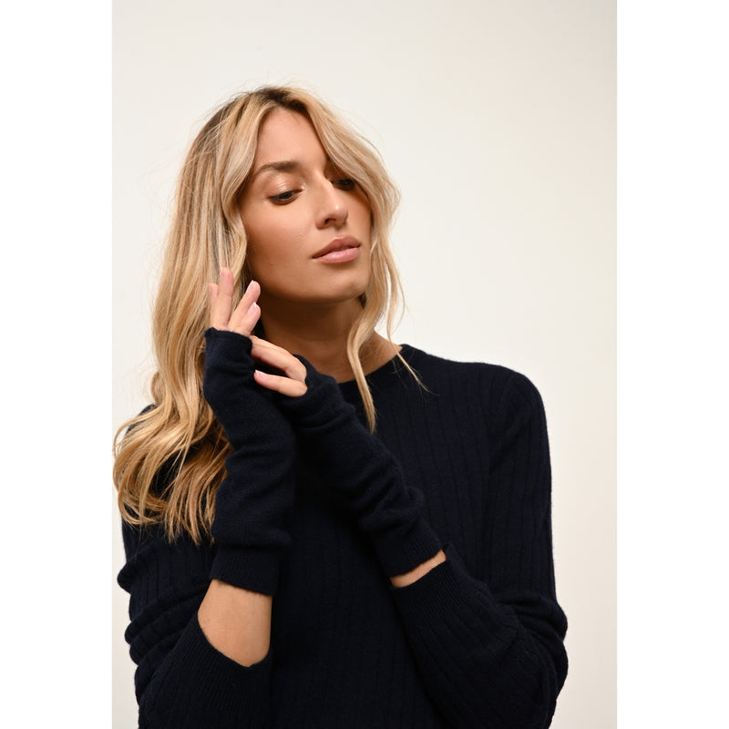 Just Cashmere - Mitaines Zoe Navy, 100% Cachemire, 2 Fils, Jersey - Mixte