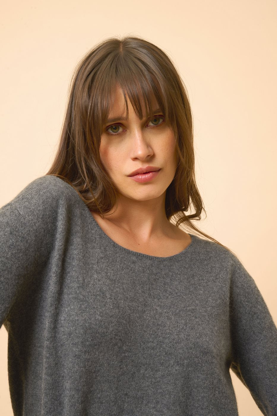 Boat-Neck Jumper - Fiona - Mottled Anthracite