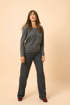 Boat-Neck Jumper - Fiona - Mottled Anthracite